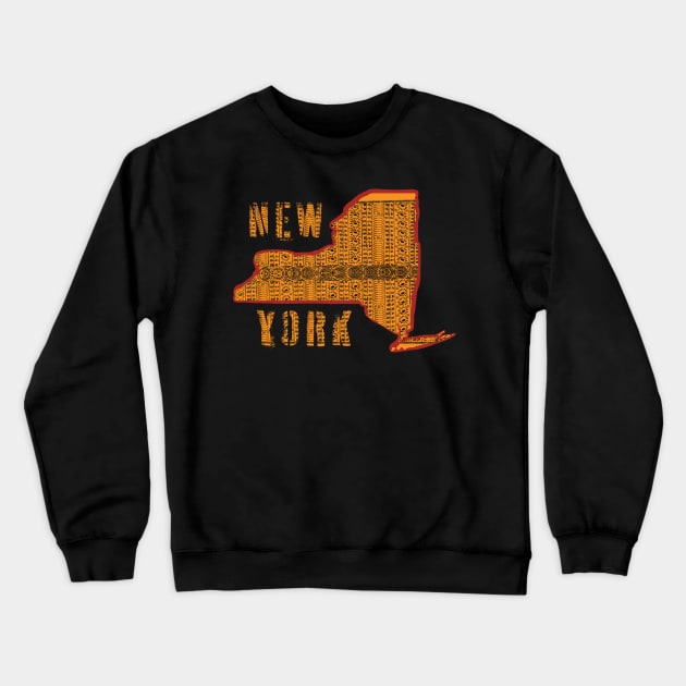 Polynesian Style New York State Map and Spellout Crewneck Sweatshirt by pelagio